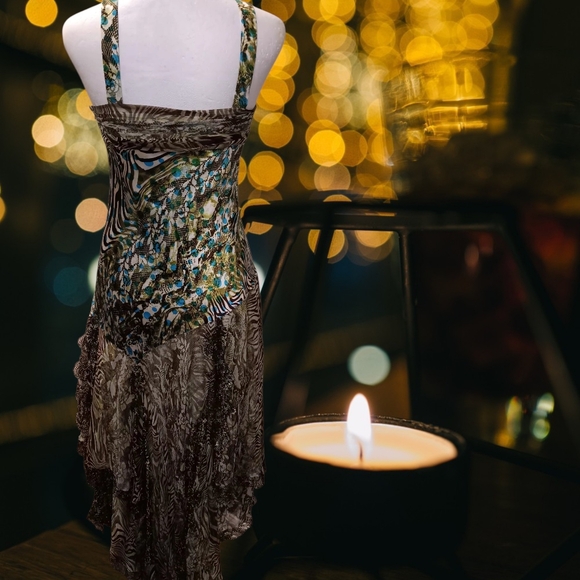 Diane Freis 100% Silk Multicolor Layered Dress - Picture 3 of 3